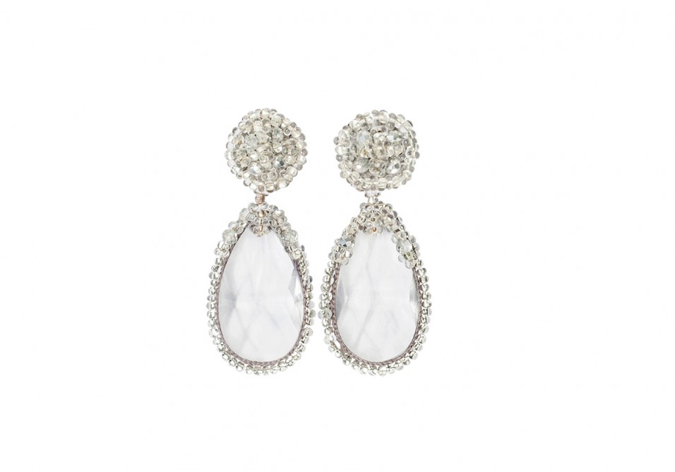 Boucles d’oreilles grises en perles de cristal