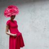 Couture hat with pink flower petals