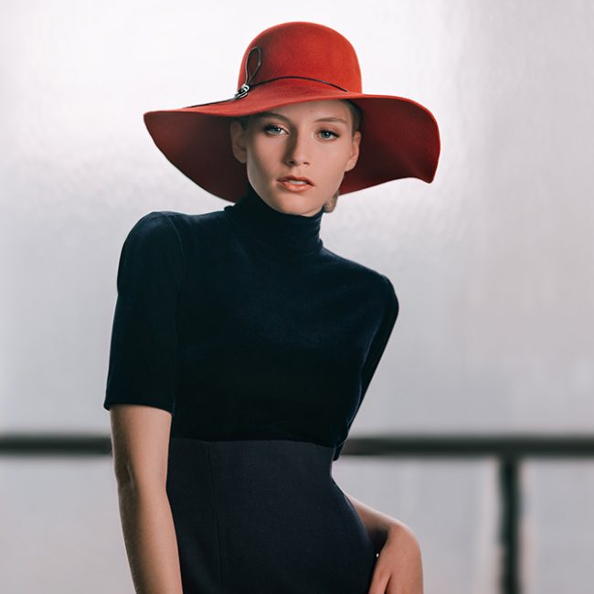 Red wide brimmed hat