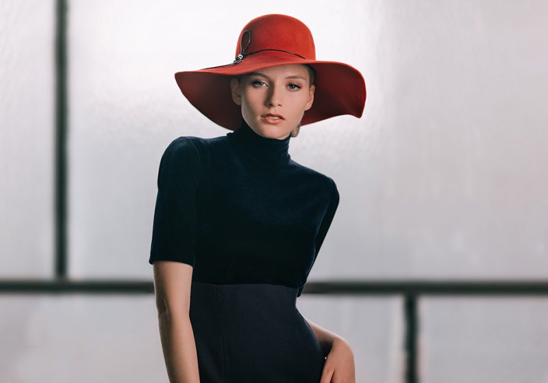 Red wide brimmed hat