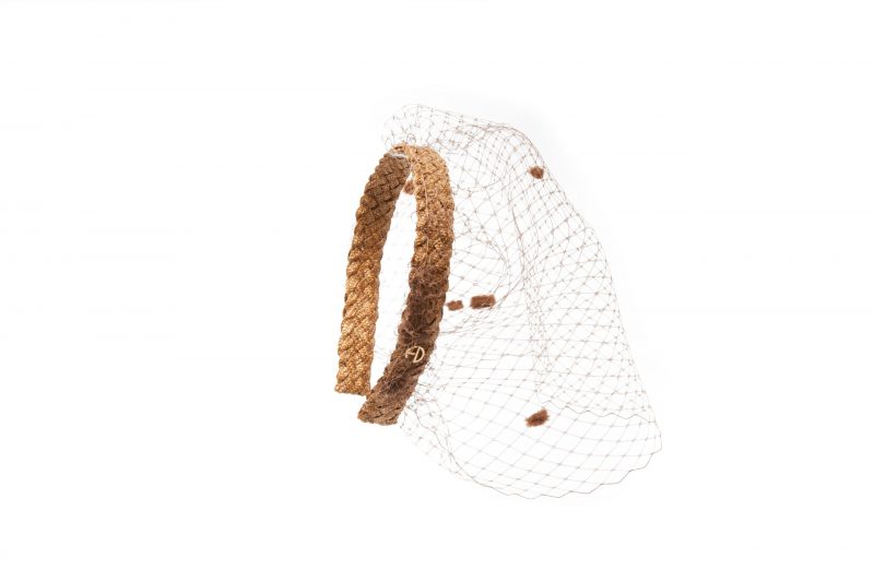 Lola Headband camel with veil from Maison Fabienne Delvigne