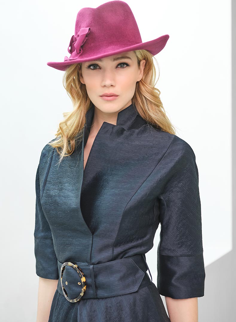 Chapeau Fedora Raphaelle Feutre Velours Violine Fabienne Delvigne