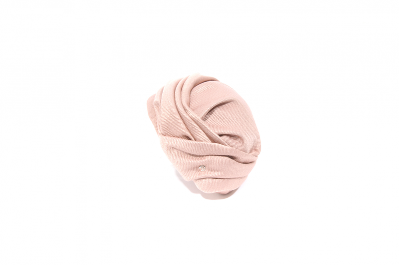 turban naturel coton - collection caring hat - collection casual - turabnt rose poudré - réalisation maison fabienne delvigne