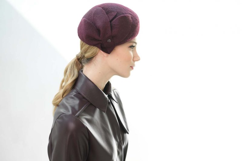 Fabienne Delvigne Beret Tino Velvet Felt Purple 2LR