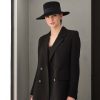 Fabienne Delvigne Boater Hat Marion Velvet Felt Black