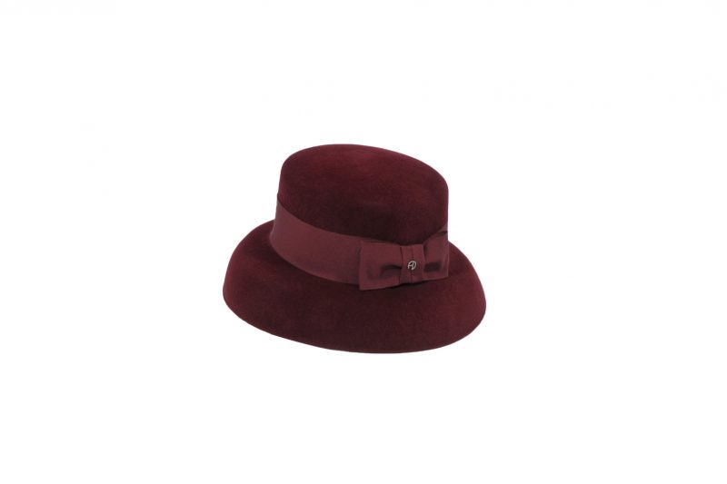 Little Hepburn bordeaux chapeau cloche en feutre velours- maison fabienne delvigne