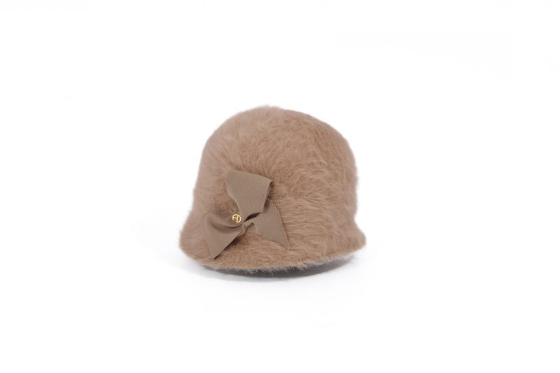 Sophia angora camel cloche hat.