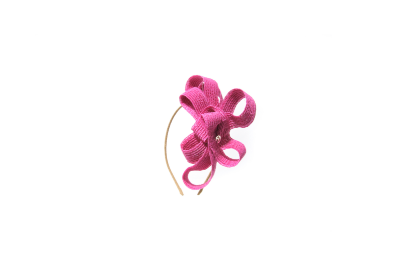 Anastasia hoofdband met strik - rose fuchsia - Maison Fabienne Delvigne