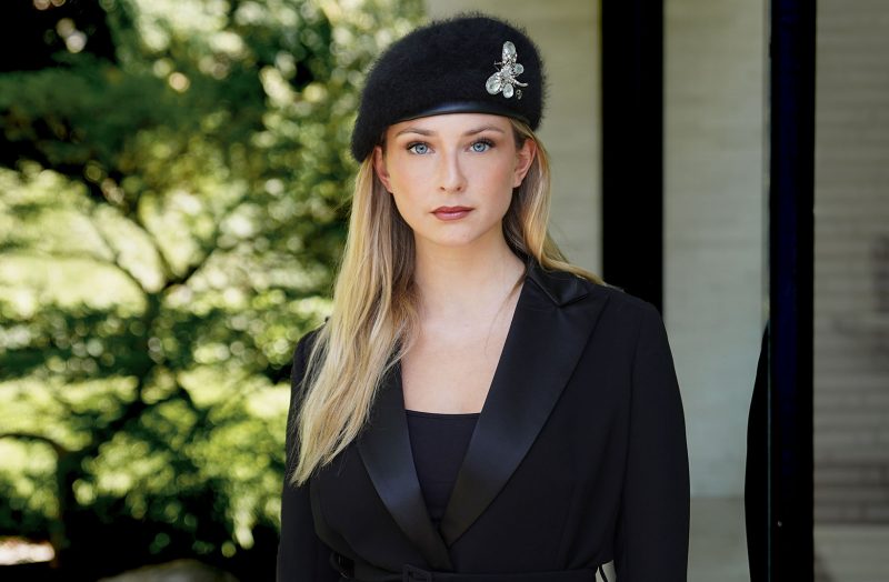 Black angora beret