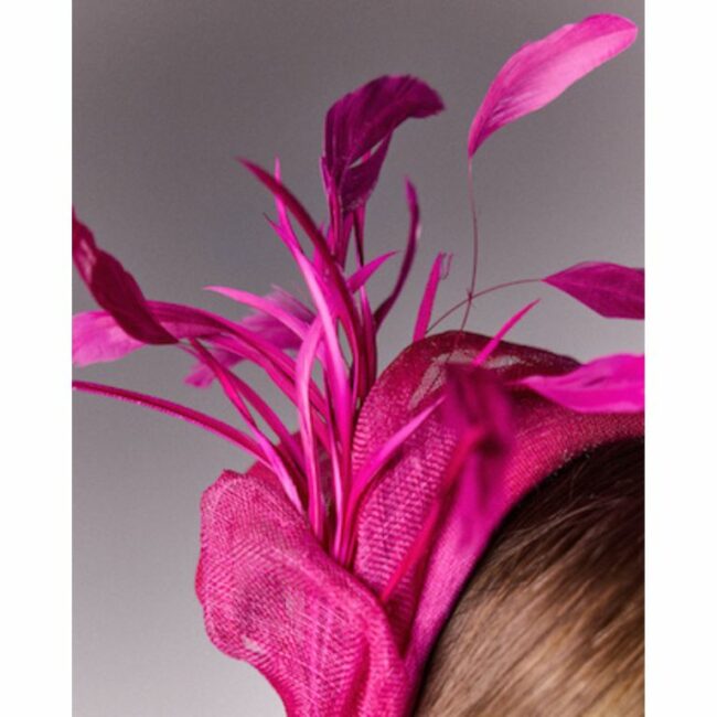 Serre-tête à plumes -Roselin - Fushia - Maison Fabienne Delvigne