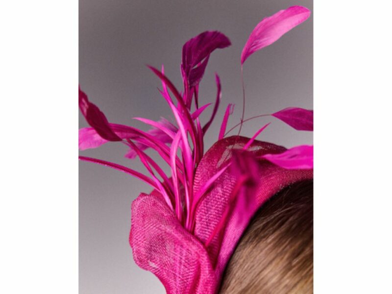 Serre-tête à plumes -Roselin - Fushia - Maison Fabienne Delvigne