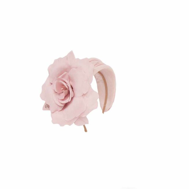Serre tête-avec-fleur rose poudré - Althéa - Maison Fabienne Delvigne