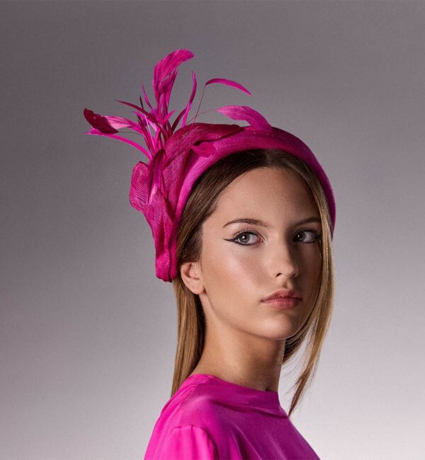 Feather headband -Roselin - Fushia - Maison Fabienne Delvigne