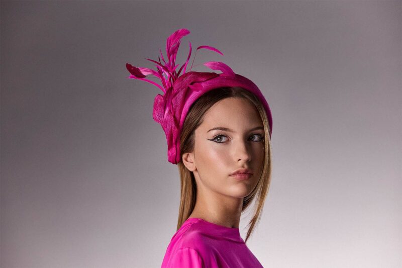 Feather headband -Roselin - Fushia - Maison Fabienne Delvigne