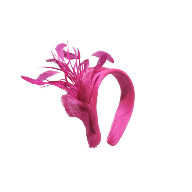 Serre-tête à plumes -Roselin - Fushia - Mariage coloré - Maison Fabienne Delvigne