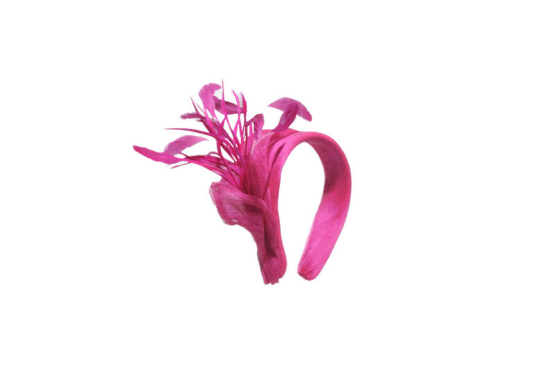Serre-tête à plumes -Roselin - Fushia - Mariage coloré - Maison Fabienne Delvigne