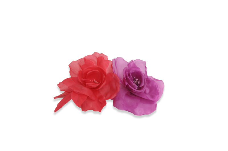 Fleur en soie violet et rouge