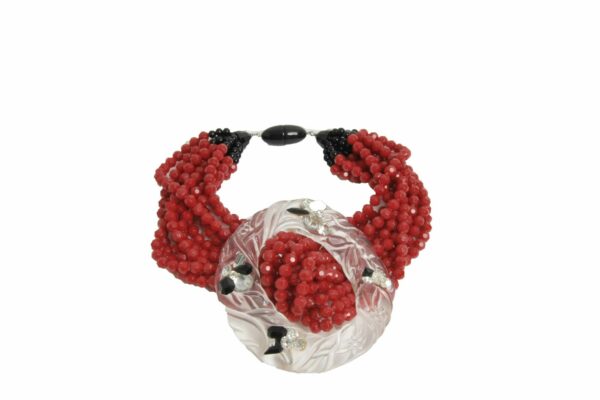 collier en perles rouge - Maison Fabienne Delvigne